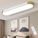 Tioolo Dimmable LED Ceiling Light with Remote 42W Kitchen Lighting Fixtures Ceiling White and Gold Long Ceiling Light Fixture 27.5 Inch Flush Mount Ceiling Lights for Kitchen Dining Room Hallway