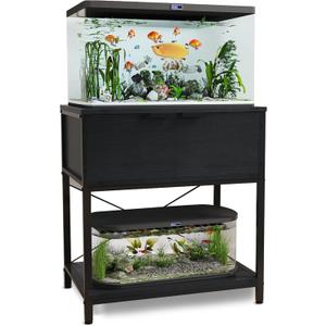 TFK 20-29-37 Gallon Fish Tank Stand, Aquarium Stand with Cabinet Storage for Aquarium Stand, Cabinet for Fish Tank Accessories Storage, Heavy Duty Tank Stand for Home Office Turtle Reptile Tank Stand (Black)