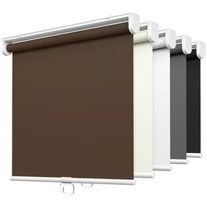 LazBlinds No Tools No Drill Cordless Roller Shades, 100% Blackout Roller Blinds for Windows, Thermal Insulated UV Protection Waterproof Roll Up Window Blinds and Shades, 20'' W x 72'' H, Brown