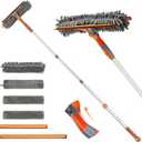 Eazer 2-in-1 Window Cleaner Tool, 64'' Window Squeegee for Home, Window Cleaning Squeegee Kit with Telescopic Pole, Window Washing Kit with Rotatable Bendable Head(Threaded + Telescopic) - EAW01