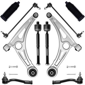AUQDD 10Pc Front End Suspension Kit Fit For 2016 2017 Hy-undai Sonata, 2 Lower Control Arm w/Ball Joint 2 Sway Bar Link 4 Outer Inner Tie Rod End (# K623733 K623734 K750792 EV801307 ES801507)