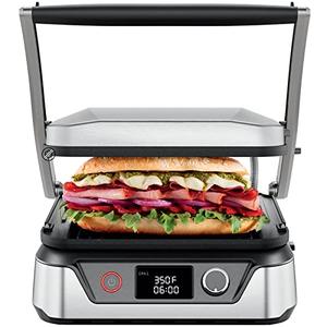 Chefman 5-in-1 Digital Panini Press Grill Sandwich Maker and Griddle Grill Combo with Removable, Reversible Dishwasher-Safe Grilling Plates, Opens 180° for Indoor BBQ / Flat Top Grill, Stainless steel