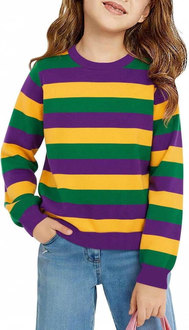 New Orleans Sweatshirts Kids Boys Girls Fat Tuesday Carnival Shirt New Orleans Long Sleeve Pullover Tops 6-12 Years (Purple)