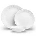 Corelle 12pc Bella Faenza Dinnerware Set for 4 - 3X More Durable Glass, Half Weight of Ceramic, up to 80% Recycled