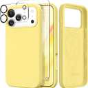GONEZ Magnetic for iPhone 17 Pro Max Case, Compatible with MagSafe, [Screen Protector + Camera Lens Protector], Liquid Silicone Anti-Scratch Shockproof Protective Phone Case 6.9 inch, Yellow
