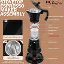 Black Aluminum Electric Moka Pot, 6 Cups Espresso Maker with Dose Reduction Plate, Black, 6 cups, Aluminum Electric Moka Pot