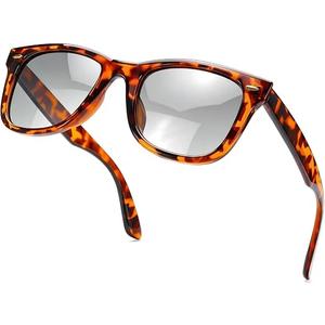 SIPHEW Classic Square Light Tinted Driving Glasses for Women Men Anti Glare Polarized Grey Lightly Tinted Sunglasses for Dawn/Dusk (S1-White Tortoise/Grey, Gray)