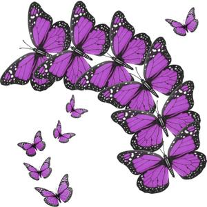 Syhood 24 Pieces Purple Monarch Butterfly Decorations Magnet 4.7 Inch Purple Butterfly Glitter 3D Butterflies Wall Decor for Crafts Halloween Classroom Flower Arrangements Supplies