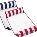Aqua 4-in-1 Monterey Hammock Pool Float & Water Hammock, Multi-Purpose, Inflatable Pool Floats for Adults, Patented Thick, Non-Stick PVC Material, One Navy & One Burgundy/White Stripe, 2-Pack