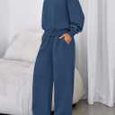 PRETTYGARDEN Womens Sweatsuits 2 Piece Set 2025 Casual Winter Long Sleeve Hoodie Loose Wide Leg Sweatpants Fall Tracksuit (X-Large, Grey Blue)