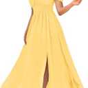 GRACE KARIN 2025 Women's Summer Floral Print Flowy A Line Maxi Dresses Sleeveless Smocked Off Shoulder Dress XL