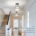 Bagood 8 Inch Mid Century Ceiling Light Modern Semi Flush Mount Ceiling Light Fixture Globe Ceiling Light Fixture with Milk Glass Shade Matte Black Finish for Kitchen Island Hallway Laundry(Bulb Incl)