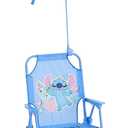 Disney Stitch Kids Beach Chair with Umbrella,Foldable Portable Toddler Chair with Armrests, Locking Mechanism & Sun Shade