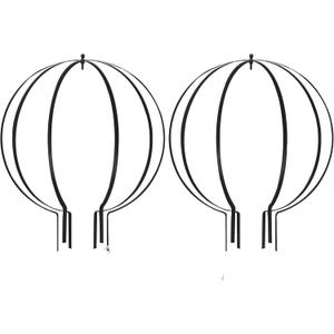 Metal Circle Trellis, Garden Sculpture Globe Topiary for Climbing Plants Outdoor Potted Round Planter Trellis Black Dcor Garden Ornament for Patio Doorway Home Urn Filler-18.5"x14.96", 2Pack