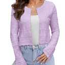FAIRY SEASON Women's Cropped Cardigan Sweater Bell Long Sleeve 2026 Fall Lightweight Crochet Button Down Casual Elegant Knit Bolero Shrugs for Dresses, Small