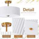 Bargeni 16.5 Inch Semi Flush Mount Ceiling Light Fixture,Gold Finish with Pleated Fabric Shade,3-Light Flush Mount Ceiling Light,Modern Light Fixtures Ceiling Mount for Bedroom,Hallway,Nursery Room