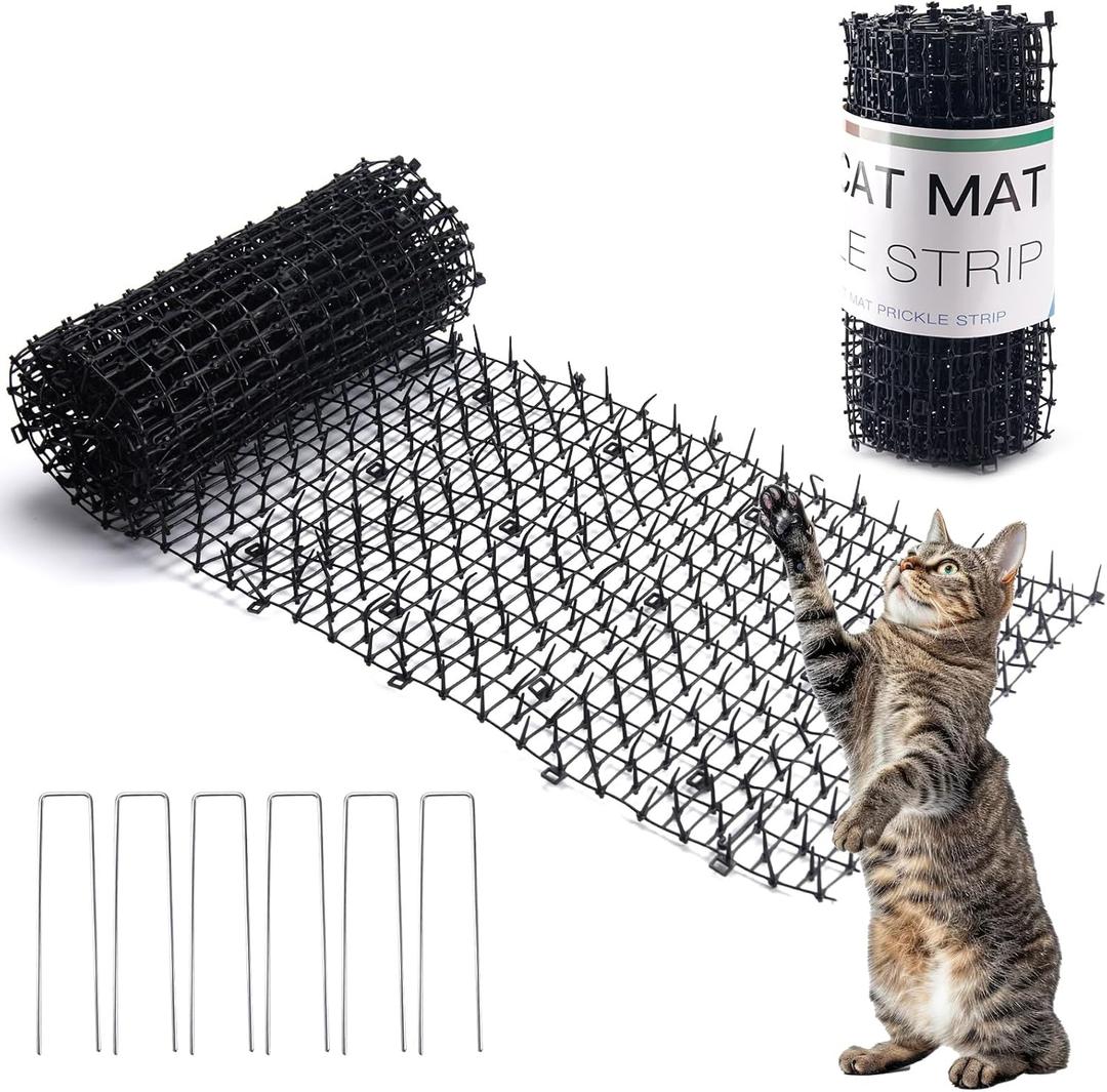 Hmyomina 8.2FT Cat Scat Mat for Cats - Anti-Digging Prickle Strips to Repel Cats, Include 6 Staples, Humane & Easy to Install Outdoor/Indoor Spike Mat