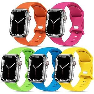 [5 PACK] STG Sport Watch Band Compatible with Apple Watch Band 38mm 40mm 41mm 42mm 44mm 45mm 49mm Soft Silicone Replacement Sport Strap Compatible for iWatch Ultra SE Series 9/8/7/6/5/4/3/2/1, Set of 2