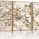 HLNIUC Apple Tree Vintage Framed Wall Art Set, Botanical Branch Canvas Wall Decor, Rustic Farmhouse Leaves Wall Painting, Retro Nature Plant Art Print for Living Room, Bedroom, Office - 16"x24"x3