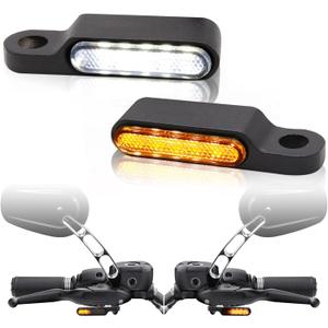 Rich Choices Handlebar LED Turn Signals Mini Motorcycle Blinkers Front Running Light Universal Compatible with Harley Sportster Dyna Honda Shadow Kawasaki Vulcan Yamaha V-Star Road Star (Black)
