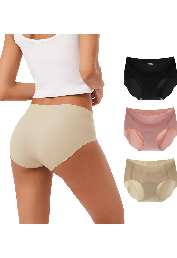 INNERSY Women's Seamless No Show Hipster Panties Invisible Light Underwear 3-Pack,  Size M