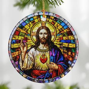 5 x Jesus Christ Ornament: Christmas Ornaments, Religious Christmas Decorations for Tree, Catholic Ornament & Christian Holiday Decor | Religious Gifts, Christian Gifts - Design A