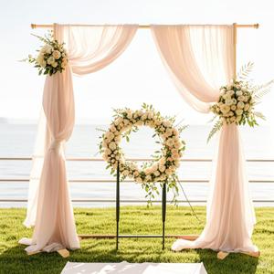 Beyeutao Wooden Arch Backdrop Stand Adjustable Square H6.75 X W7.58 FT Wedding Arch Frame for Ceremony Balloon Arch Stand for Wedding Birthday Party Event Decor (Wood, Height:81"-Width:91")