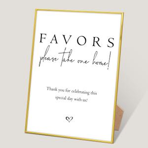 Favors Please Take One Home, Wedding Gifts Sign, Wedding Signs for Ceremony and Reception, Engagement Party Desk Decor, Bridal Shower Decor, Gold Frame Wooden Sign with Stand, Wedding Party Favors,9