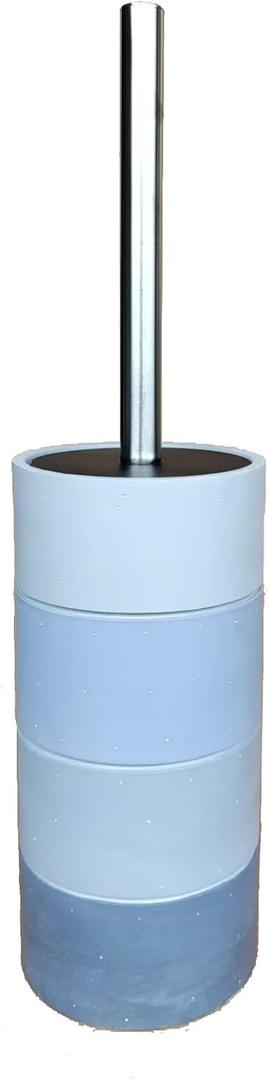 Marble Finishing Resin Material Toilet Brush and Holder Set, Stainless Steel Handle (Multicolor Nature Round)
