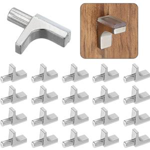 20-Pack 5mm Steel Cabinet Shelf Pins, Heavy Duty Adjustable Shelf Support Pegs & Clips for Kitchen Cabinets, Closet, Bookshelf (Silver)