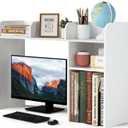 LANDVOI Desktop Bookshelf, Countertop Storage Hutch with 5 Shelves for Computer Desk, Desk Organizer for Home Office Dorm, Dressing Tabletop, Bar Countertop, White EDS01W, 37.2 x 10.24 x 24.61 inches