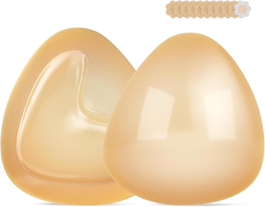 Double Sided Sticky Bra Inserts, Reusable Push Up Adhesive Pads with Padding for Bikini, Swimsuit, Sports Bra & Strapless Dresses Beige B