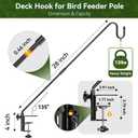 Heavy-Duty Adjustable Deck Railing Hook 28" Rotating, Clamp-Mount Hanger for Bird Feeders, Wind Chimes & Hanging Plants (Fits Up to 2.75", 12 lbs)