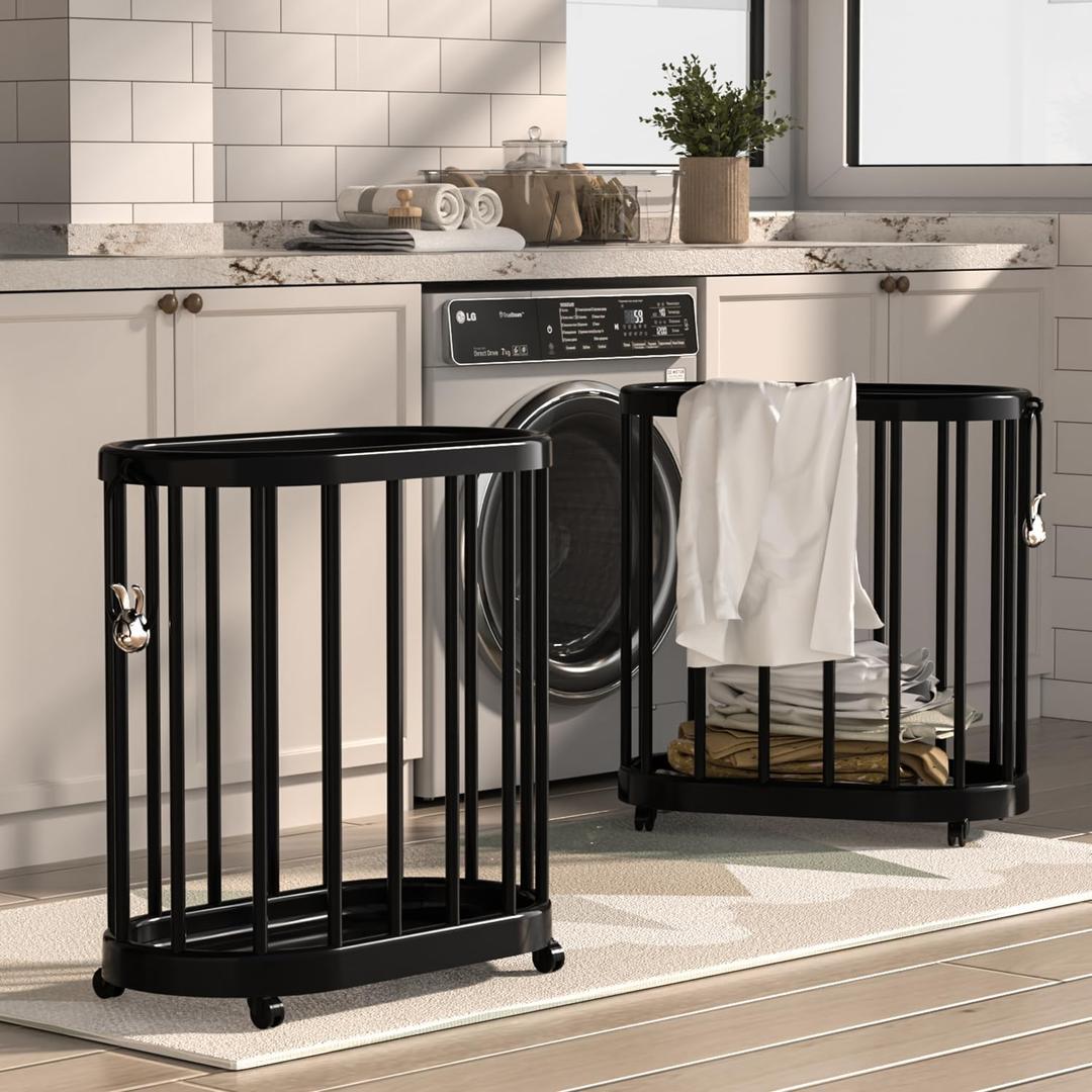 Rolling Laundry Basket with Wheels, Portable Hamper