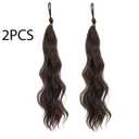 IOVOIMMSL 2 Piece Braid Wig Hair Piece Wavy Curly Scrunchies Synthetic Chignon Ponytail Hair Extensions Thick Updo Hairpieces for Women (Dark Chestnut Brown)