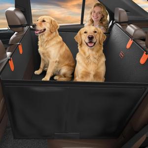 FURTIME XL Dog Car Seat, Upgraded PU Leather Back Seat Extender with Hard Bottom, Waterproof Pet Car Seat Cover for Large Medium Sized Dog, Pet Hammock for Cars, SUVs, Trucks