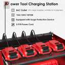 TLGREEN Wall-Mount Tool Charging Station, 4 Drill Holders, 8 Outlets