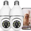 Light Bulb Security Camera HD Pan Tilt Wireless 360 Degree Floodlight Night Vision 5Ghz with Floodlight Human Motion Detection and Alarm 2pack