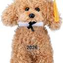 Civaner Graduation Dog Plush Stuffed Animal with Cap, Highland Cow Plush Toys, 11.8 Inches Cute Funny Graduation Gift for Grad Party(Beige Dog)