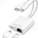 USB C to Ethernet Adapter,Apple MFi Certified Lightning to 10/100 Gigabit Ethernet Internet Adapter, 2 in 1 RJ45 LAN Network Dongle with PD Charging Prot for iPhone iPad Samsung Android MacBook Laptop