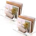 2PCS Vertical File Organizer, Clear Acrylic Mail Sorter & Desktop Letter Holder with Dividers for Home Office Desk, School-Transparent Paper File Organizer