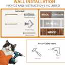 INICIO Cat Shelves Dog Proof Feeding Station with Wall Mounted Shelves, 3 Steps for wall with Floating Shelf for Cats Up to 15lbs, Includes Attached Cat Food Bowl for Convenient Feeding Brown