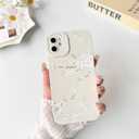 NITITOP Compatible with iPhone 12 Case Cute Aesthetic Cherry Blossom Pattern Design for Women Girls Soft TPU Shockproof Full Camera Protective Phone Cover - White