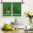 2 x Artoid Mode Green Leaves Pine Tree Hello Spring Kitchen Towels Dish Towels, 18x26 Inch Farmhouse Summer Decoration Cleaning Set of 2