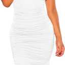 BEAGIMEG Women's Sexy Ruched Bodycon Casual Solid Sleeveless Tank Midi Dress (XX-Large, White)