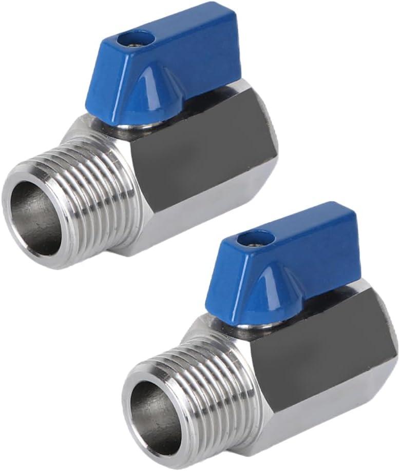 316 Stainless Steel Shut Off Valve 3/8" NPT Male x 3/8" NPT Female Ball Valve for Water Fuel Air (Pack of 2)
