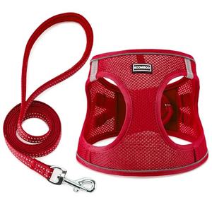 Dog Harness with Leash Set, No Pull Adjustable Reflective Step-in Puppy Pet Vest Harnesses for Small Medium Large Dogs and Cats,Red XXS
