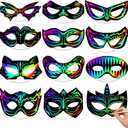 Realspring 60 Pcs Hero Themed Scratch Paper Mask for Craft Paper Mask DIY Craft Kit for Dress up Hero Party Favor DIY Decorations Party Supplies Activity Coloring