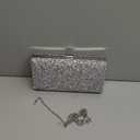 Clutch Purse Evening Bag Women Rhinestone Glitter Handbag Double Sided with Chain Crossbody Purse Shoulder for Wedding Party