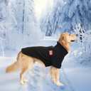 EXPAWLORER Fleece Dog Sweater With Dual D Ring, Adjustable Warm Jacket, Cold Weather Clothes, Winter Coat for Small Medium Large Dogs Boys Girls (Black)